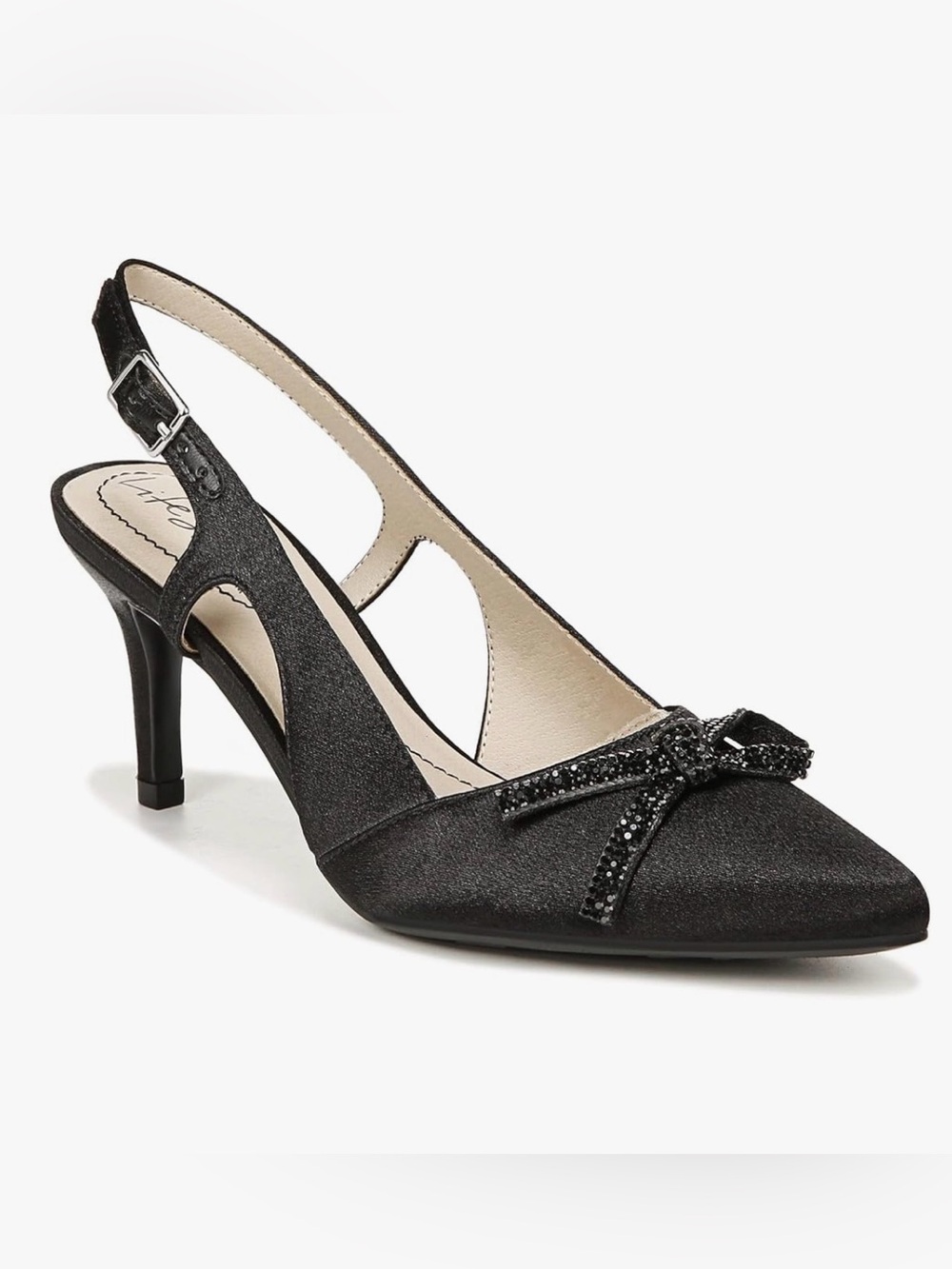 LifeStride Social Scene slingback pumps in black fabric NIB 9.5